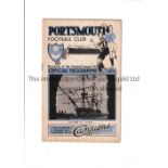 ARSENAL Away programme v Portsmouth 25/8/1934 in their Championship season. Very slight ageing marks