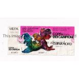 1977 EUROPEAN CUP FINAL Ticket for Liverpool v BMG 25/5/1977 in Rome, creased. Fair