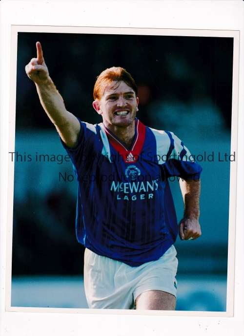 FOOTBALL PRESS PHOTOS 1980'S & 1990'S Over 60 B/W and colour photos with stamps on the reverse