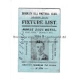 BRIERLEY HILL FOOTBALL CLUB A fixture list card for season 1911-12 and includes Stourbridge FC