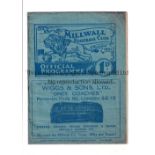 ARSENAL Away programme v Millwall 25/11/1939 Regional League match, tiny paper loss from the back