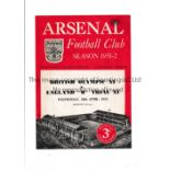 NEUTRAL AT ARSENAL Programme for British Olympic XI v England "B" Trial XI 30/4/1952, slightly