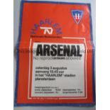 ARSENAL A 16" X 12" official match poster for the away Friendly v. Haarlem 3/8/1974. No programme