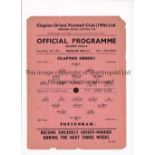 TOTTENHAM HOTSPUR Single sheet away programme for the FL South match v. Clapton Orient 13/11/1943,