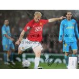 PAUL SCHOLES Three, 2 colour and 1 colourized autographed 16 x 12 photos of his winning goal for Man