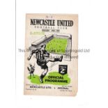 ARSENAL Programme for the away League match v. Newcastle United 19/3/1949, score at the top of the