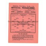 ARSENAL Single sheet home programme v Brentford 13/12/1941 London War League, very slightly creased.