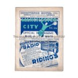MANCHESTER CITY V BURNLEY 1939 Programme for the League match at City 15/4/1939, slight horizontal