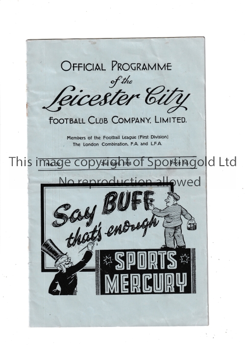 LEICESTER Home programme v Middlesbrough 2/4/1938. Rusty staples. Scorer in pencil with possible
