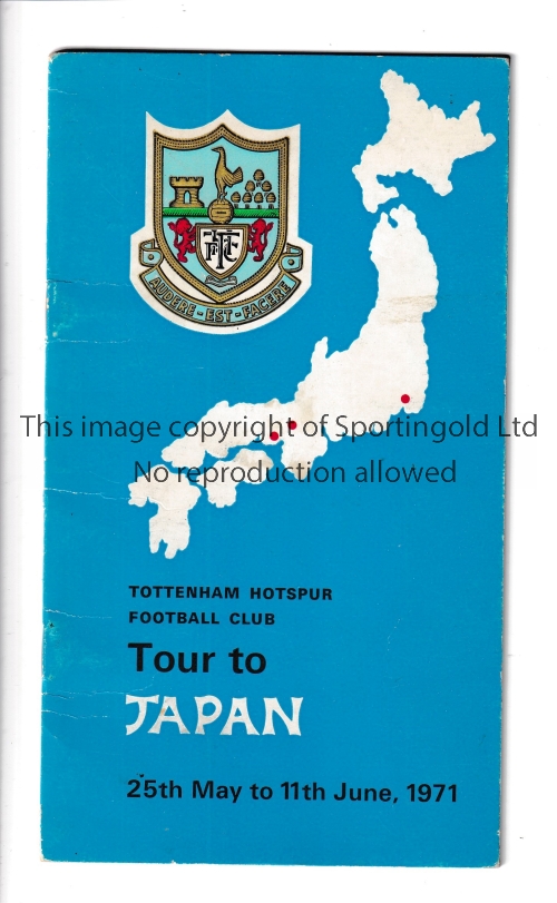 TOTTENHAM HOTSPUR Official itinerary for the Tour to Japan in 1971. Good