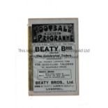 EVERTON V MIDDLESBROUGH 1922 Programme for the League match at Everton 1/3/1922, ex-binder and