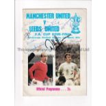 MANCHESTER UNITED AUTOGRAPHS Programme for the FA Cup Semi-Final v. Leeds United 14/3/1970 with 9