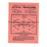 ARSENAL Single sheet home programme v Reading 4/3/1944, very slightly creased, pencil team changes