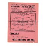 TOTTENHAM HOTSPUR Single sheet programme for the home FL South match v Brentford 25/12/1942,