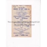 BRIGHTON RES. V SOUTHAMPTON RES. 1949 Single sheet programme for the Football Combination match at