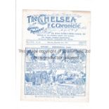 CHELSEA Home programme v Huddersfield 2/12/1922. Not ex Bound Volume. Two pin holes. Light