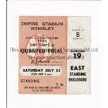 1966 WORLD CUP / TICKET England v Argentina 23/7/1966 Quarter-Final standing ticket at Wembley.