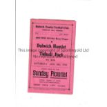 DULWICH HAMLET Home programme v. Tufnell Park 18/1/1930 FA Amateur Cup, slightly creased and minor