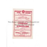 LIVERPOOL Home programme in Championship season 1946/7 season v Sunderland. Good