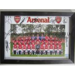 ARSENAL AUTOGRAPHS 2013/14 Framed and glazed 12" x 8" colour team group signed by 17 players in