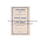 FOOTBALL LEAGUE V IRISH LEAGUE AT EVERTON 1947 Programme for the match on 19/2/1947 and scores