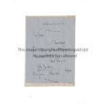 WREXHAM AUTOGRAPHS 1940'S A blue sheet signed by 12 players including Boothway, Bellis, Tunney,