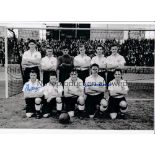 DERBY COUNTY Autographed 3 B/W 12 x 8 photos of several team groups from the 1950s and 1960s, all