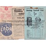 NON-LEAGUE FOOTBALL PROGRAMMES 1940'S Dorking v Farnham 3/4/1948 folded, worn and slightly marked,