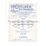 CHELSEA V ARSENAL 1933 Single sheet programme for the Mid-Week League match at Chelsea 29/11/1933,