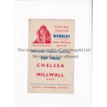 1945 FL SOUTH CUP FINAL Programme for Chelsea v Millwall 7/4/1945 at Wembley, horizontal crease,