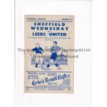 SHEFFIELD WEDNESDAY V LEEDS UNITED 1948 Programme for the League match at Sheffield 27/3/1948,