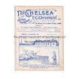 CHELSEA / BOLTON Programme Chelsea v Bolton Wanderers Division One 7/11/1914. Scarce 1st World War