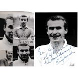 WILF MANNION / AUTOGRAPH Five B/W Press photos of various size with stamps on the reverse. The