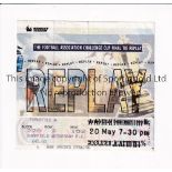 1993 FA CUP FINAL REPLAY Ticket for Arsenal v Sheff. Weds. 20/5/1993, slightly creased. Generally