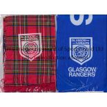 GLASGOW RANGERS Two 1970's / 80's mock satin scarves, Rangers Magic and tartan We Are The People