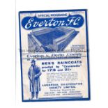 EVERTON Home programme v Derby County 25/12/1936. Comes with photographic insert of G Jackson. Light