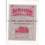 ASTON VILLA Home programme v Sunderland 17/1/1914. Ex Bound Volume. Generally good