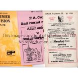 NON-LEAGUE IN THE FA CUP Over 60 programmes with 29 pre-1970 including League v Non-League, Hounslow