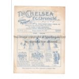 CHELSEA Home programme v Stoke City 4/9/1922, very slightly creased. Generally good