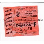 1981 EUROPEAN CUP FINAL Ticket for Liverpool v Real Madrid 27/5/1981 in Paris, creased. Fair to