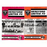 HEREFORD UNITED Two home programmes in their giant-killing FA Cup season 1971/2 v. Northampton and