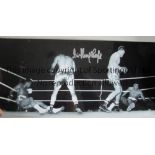 HENRY COOPER Autographed 18 x 8 B/W photo showing Cooper´s famous knockdown of Cassius Clay at