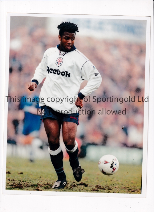 FOOTBALL PRESS PHOTOS 1990'S Over 80 colour photos with stamps on the reverse featuring English