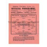 ARSENAL Single sheet home programme v West Ham United 11/12/1943 Football League South, folded in