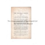 FOOTBALL LEAGUE Scarce 6 page report of the Special General Meeting at Connaught rooms 29/3/1915