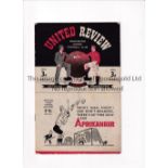 MANCHESTER UNITED Programme for the home League match v. Derby County 3/4/1948 , team changes and