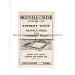 SHEFFIELD UNITED / 1ST FLOODLIT HOME Programme for the Friendly v Rotherham United 16/3/1954 being