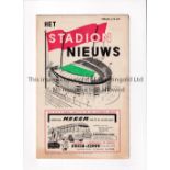 MANCHESTER UNITED Programme for the away ECWC tie v. Willem II 25/9/1963 with M.E.G.G.A. advert on
