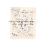 TOTTENHAM HOTSPUR AUTOGRAPHS 1956/7 A lined sheet signed by 14 players and Bill Nicholson.