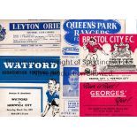 NORWICH CITY Four away programmes in 1952/3 season v Bristol City, QPR, Watford and Orient.